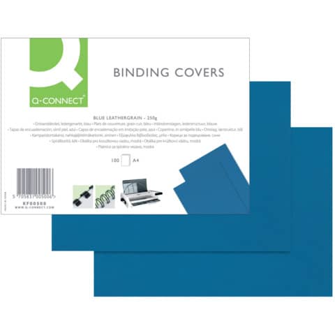 Copertina per rilegatura Q-Connect A4 250 g/m² blu goffrato Conf. 100 pezzi - KF00500